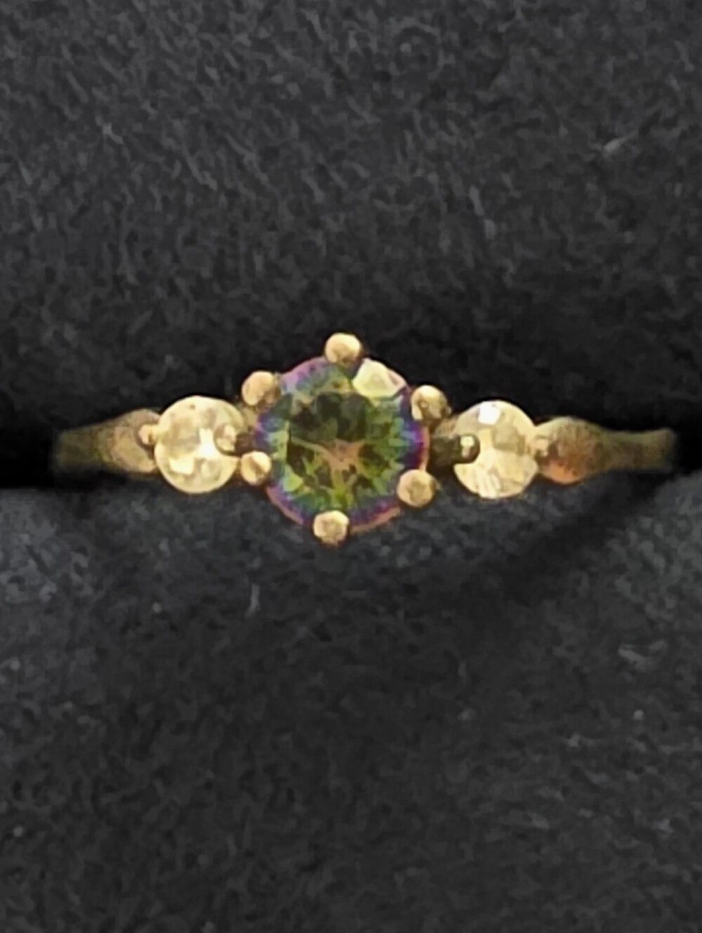 925 Silver Mystic Topaz, Cz Ring (Vintage)